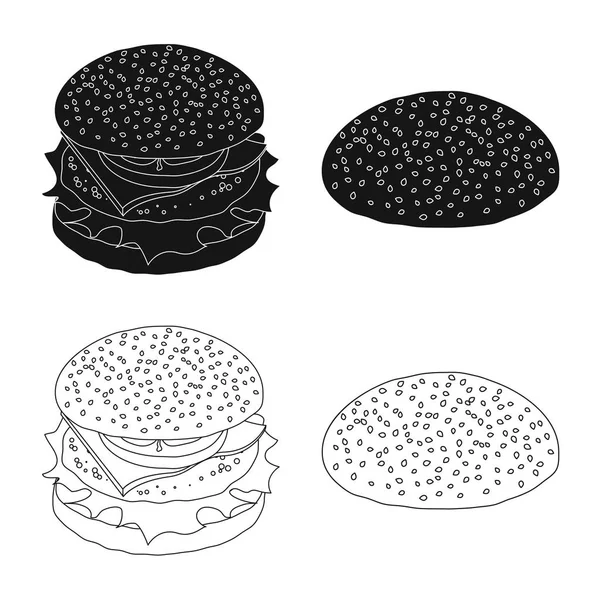 Objeto isolado de hambúrguer e ícone de sanduíche. Conjunto de hambúrguer e ícone de vetor de fatia para estoque . — Vetor de Stock