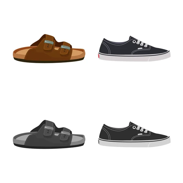 Ilustración vectorial del icono del zapato y del calzado. Colección de zapato y pie símbolo de stock para la web . — Archivo Imágenes Vectoriales