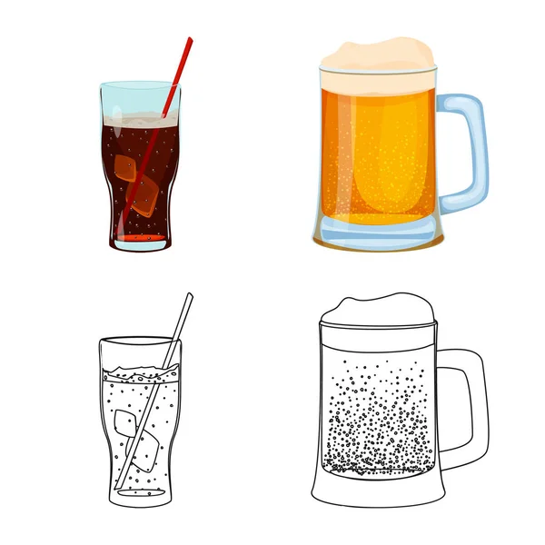 Vektor-Design von Getränken und Bar-Symbol. Getränkeset und Party-Aktiensymbol für das Web. — Stockvektor