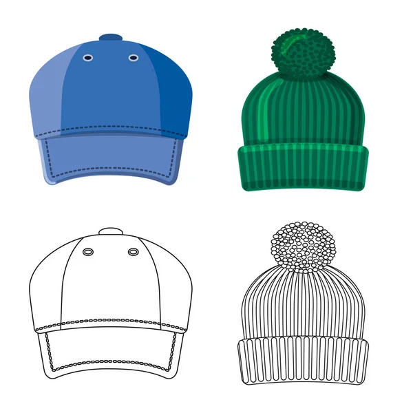 Conception vectorielle du couvre-chef et du symbole du chapeau. Collection de couvre-chef et icône vectorielle accessoire pour stock . — Image vectorielle