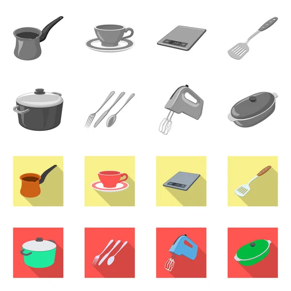 Ilustración vectorial de cocina y símbolo de cocinero. Conjunto de cocina y electrodomésticos icono vectorial para stock . — Archivo Imágenes Vectoriales