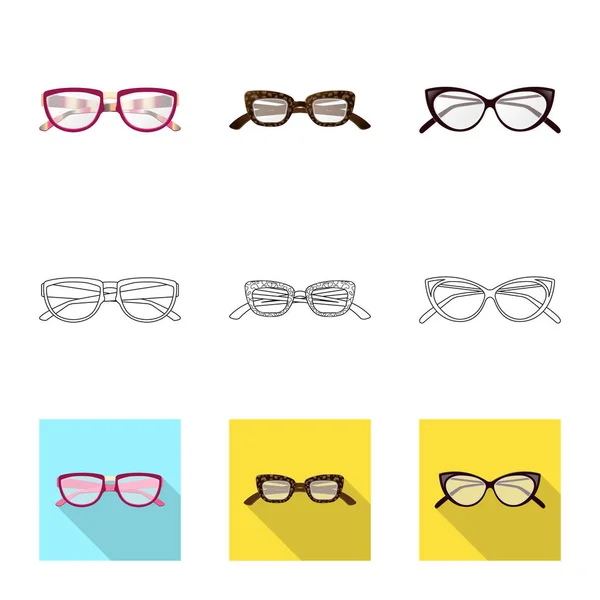 Vector illustration of glasses and frame symbol. Set of glasses and accessory vector icon for stock. — Stock Vector