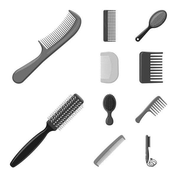 Isolated object of brush and hair sign. Collection of brush and hairbrush vector icon for stock.