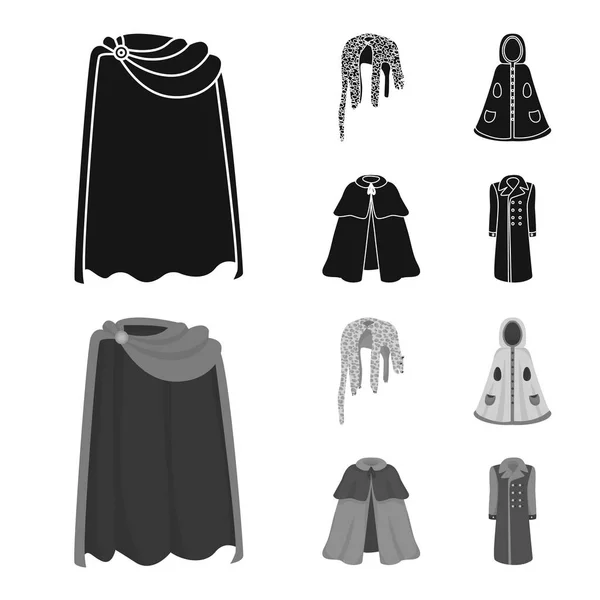 Vector ontwerp van materiaal en kleding symbool. Verzameling van materiaal en kledingstuk aandelensymbool voor web. — Stockvector