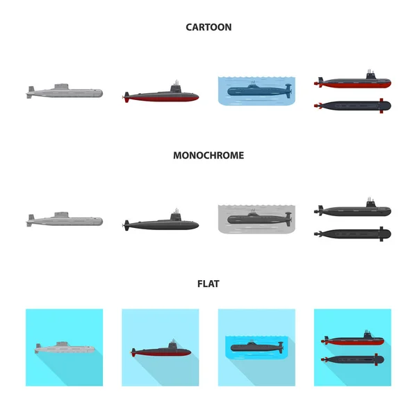 Ilustração vetorial da guerra e signo do navio. Conjunto de símbolo de estoque de guerra e frota para web . — Vetor de Stock