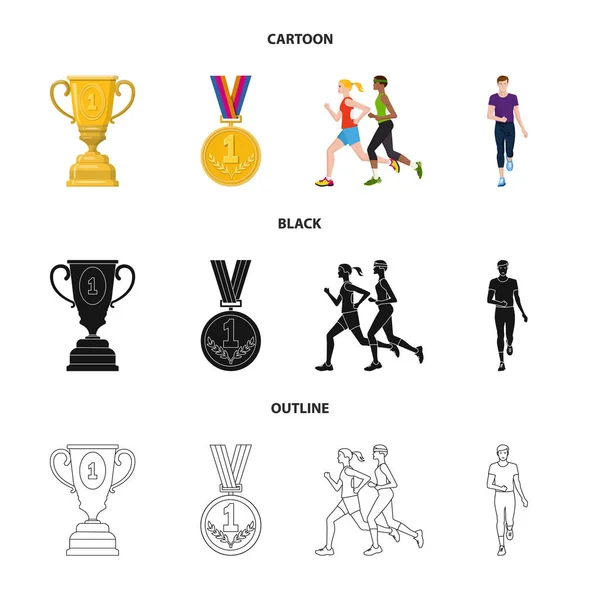 Objeto aislado del deporte y símbolo ganador. Conjunto de deporte y fitness stock vector ilustración . — Vector de stock