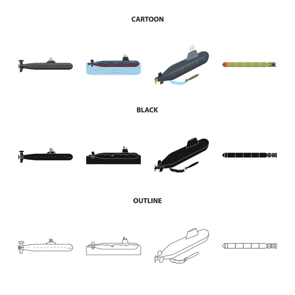 Ilustración vectorial del logotipo de guerra y barco. Conjunto de guerra y vector de flota icono para stock . — Archivo Imágenes Vectoriales