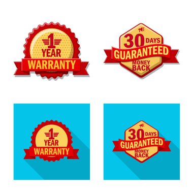 Amblem ve rozet simge yalıtılmış nesne. Hisse senedi için amblem ve etiket vektör simge kümesi.