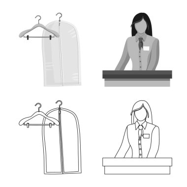 Çamaşırhane ve temiz işareti vektör tasarımı. Çamaşır ve giysi hisse senedi vektör çizim topluluğu.