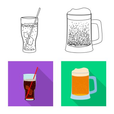İçki ve bar logo vektör tasarımı. Web için içki ve parti hisse senedi simgesi kümesi.