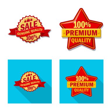 Amblem ve rozet işareti yalıtılmış nesne. Amblem ve etiket stok vektör çizim seti.