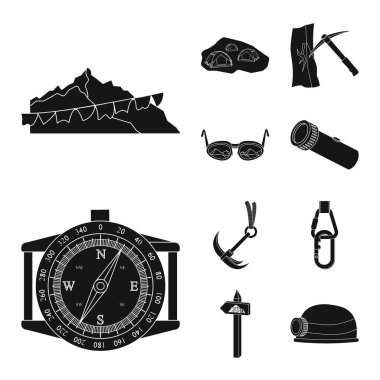 Dağcılık ve tepe simge vektör tasarımı. Kamp ve dağcılık topluluğu stok vektör çizim.