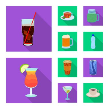 İçki ve bar logo vektör tasarımı. İçki kümesi ve hisse senedi için parti vektör simgesi.