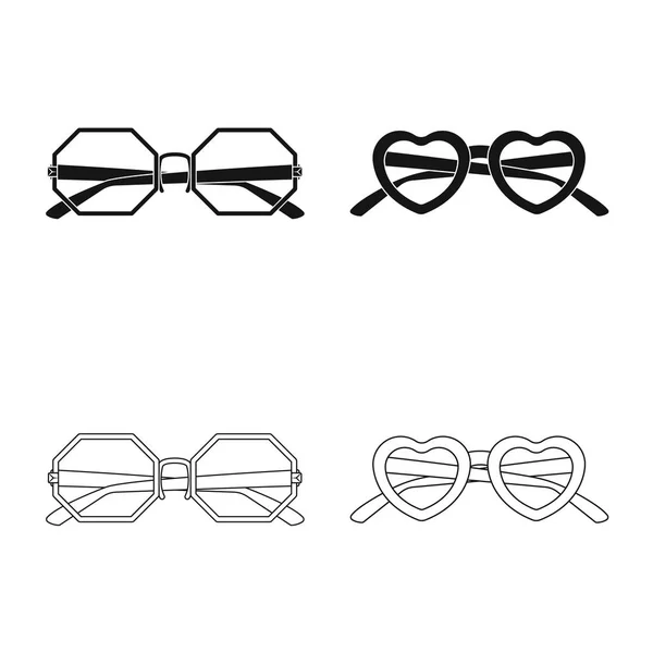 Design vettoriale dell'icona degli occhiali e degli occhiali da sole. Collezione di occhiali e icona vettoriale accessoria per magazzino . — Vettoriale Stock