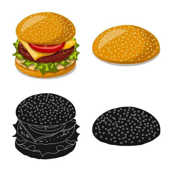 Projekt wektor logo burger i kanapkami. Kolekcja burger i plasterek Stockowa ilustracja wektorowa. — Wektor stockowy