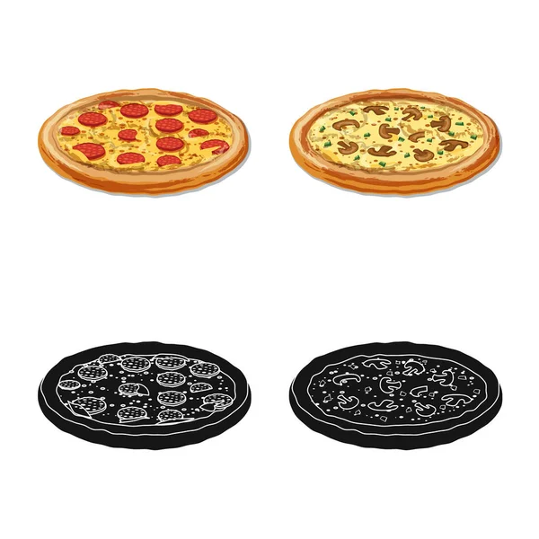 Isolerade objekt av pizza och mat symbol. Samling av pizza och Italien aktiesymbol för webben. — Stock vektor
