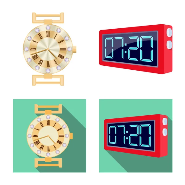 Objeto aislado de reloj y signo de tiempo. Colección de reloj y círculo icono vectorial para stock . — Archivo Imágenes Vectoriales