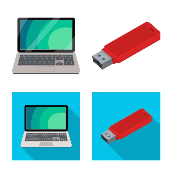 Vector design laptop és eszköz logó. Készlet-ból laptop és a kiszolgáló tőzsdei szimbólum a web. — Stock Vector