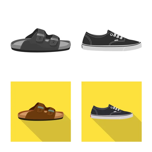 Isoliertes Objekt der Schuh-und Schuh-Ikone. Satz von Schuhen und Fußstock-Vektor-Illustration. — Stockvektor