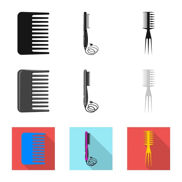 Objeto isolado de pincel e símbolo de cabelo. Conjunto de escova e escova de cabelo vetor ícone para estoque . — Vetor de Stock