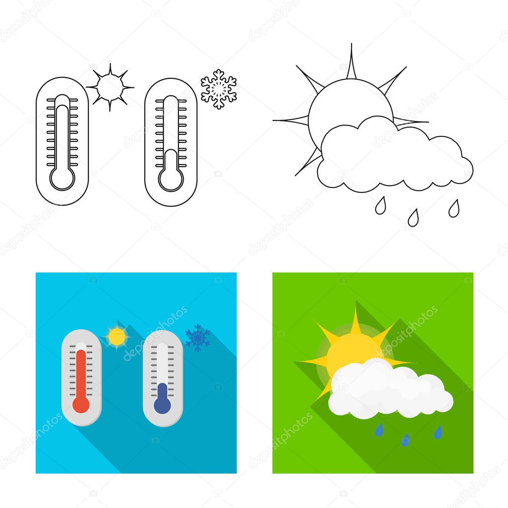 Vector illustration of weather and climate logo. Set of weather and cloud stock vector illustration.