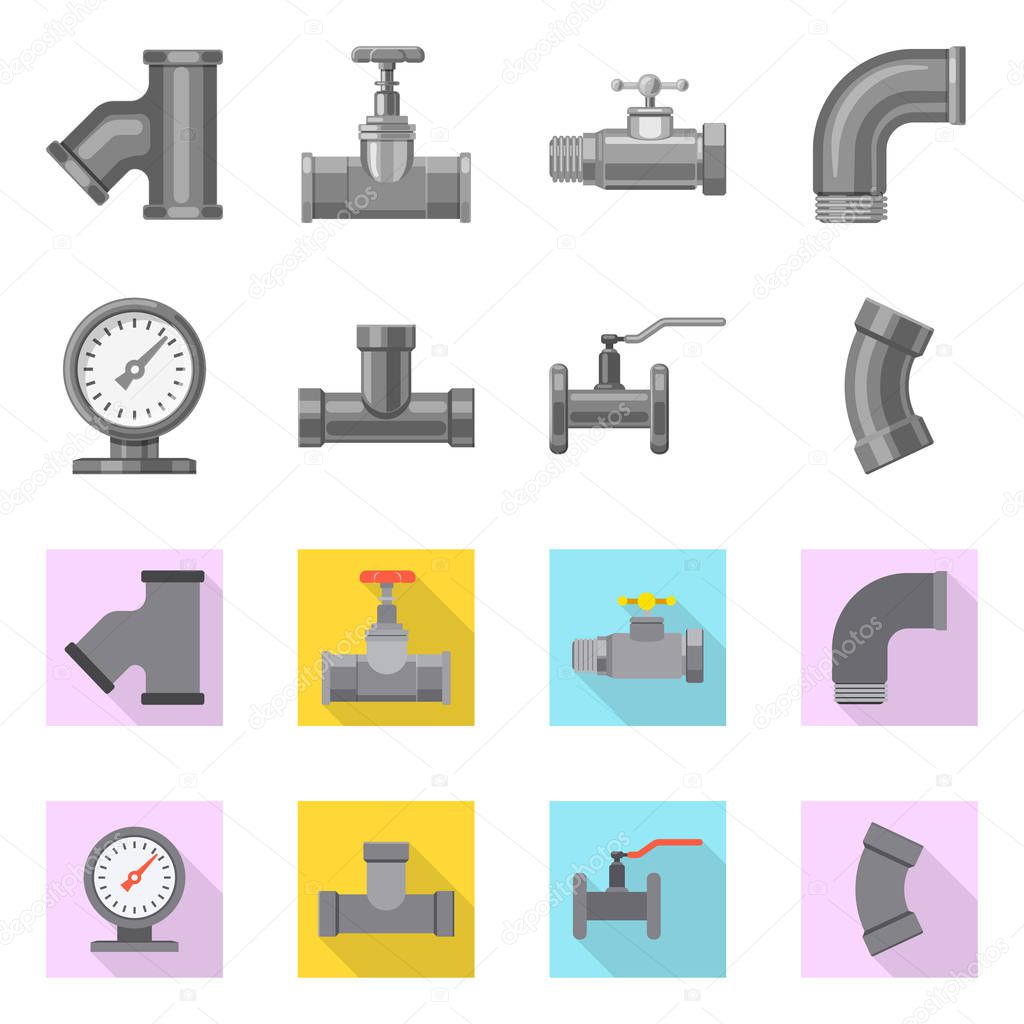 Isolated object of pipe and tube sign. Collection of pipe and pipeline vector icon for stock.