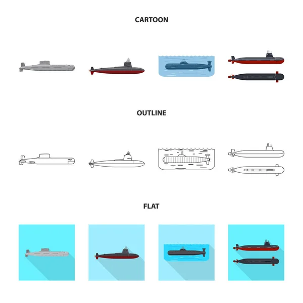Απομονωμένο αντικείμενο του πολέμου και το πλοίο εικονίδιο. Συλλογή του πολέμου και το εικονίδιο στόλου διάνυσμα απόθεμα. — Διανυσματικό Αρχείο