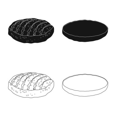 Yalıtılmış nesne burger ve sandviç sembolü. Burger ve dilim hisse senedi vektör çizim topluluğu.