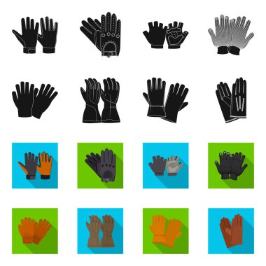 Eldiven ve kış simge vektör tasarımı. Eldiven ve ekipman hisse senedi vektör çizim seti.
