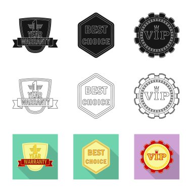 Amblem ve rozet simge vektör tasarımı. Hisse senedi için amblem ve etiket vektör simge kümesi.