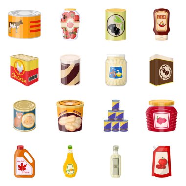 Can ve gıda sembolü yalıtılmış nesne. Can ve paket stok vektör çizim seti.