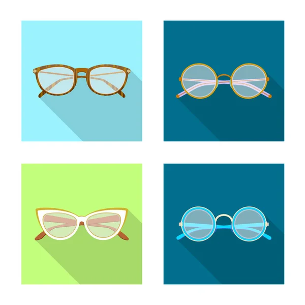 유리와 프레임 로고의 벡터 디자인입니다. 안경 및 웹에 대 한 액세서리 주식 기호 집합. — 스톡 벡터