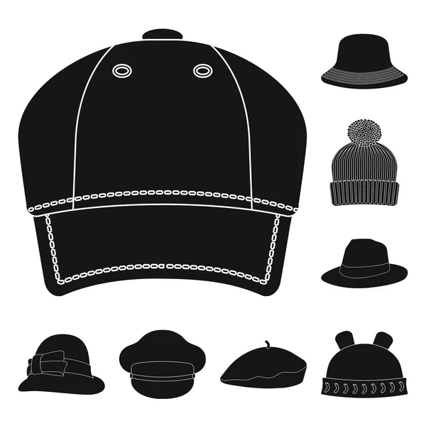 Objeto aislado de la cabeza y el símbolo de la tapa. Conjunto de sombreros y accesorios stock vector ilustración . — Vector de stock