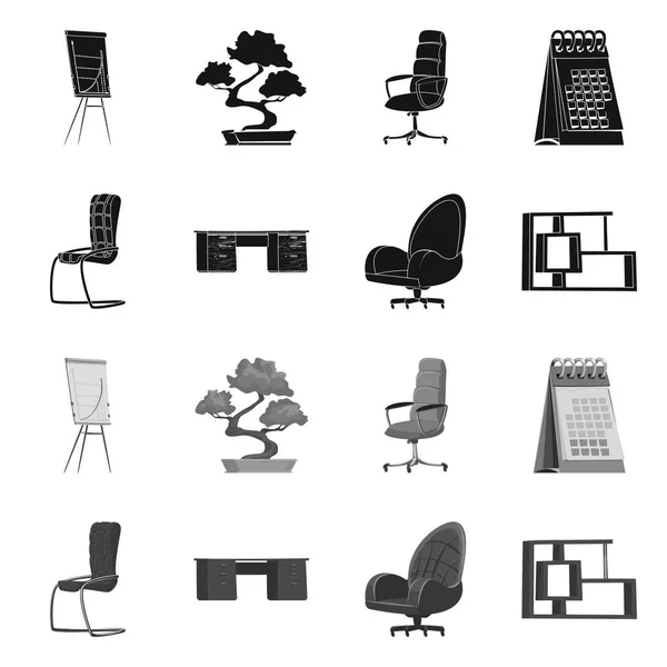 Vektorové ilustrace nábytku a práce znamení. Sada nábytku a domácí vektorové ikony pro stock. — Stockový vektor