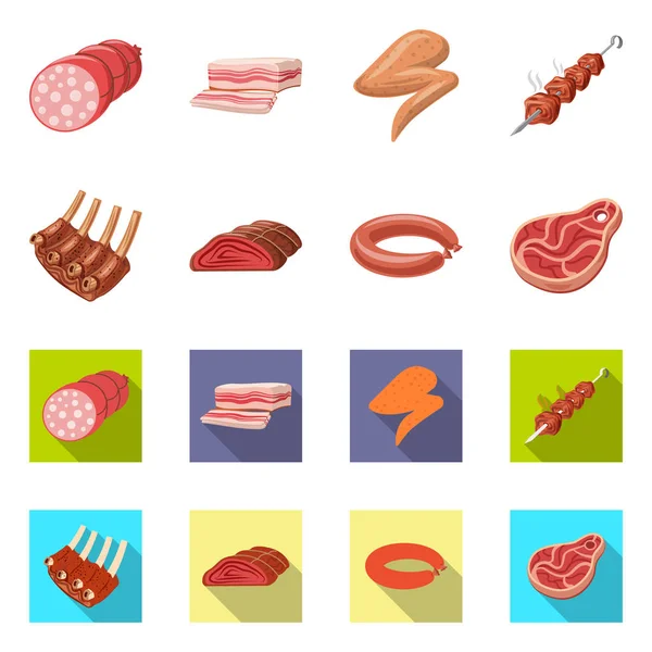 Projeto vetorial de logotipo de carne e presunto. Conjunto de ilustração vetorial carne e caldo de cozinha . — Vetor de Stock