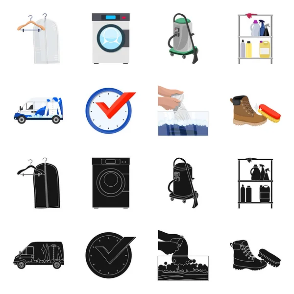 Ilustración vectorial de lavandería y letrero limpio. Colección de ropa de lavandería y vector icono para la acción . — Vector de stock