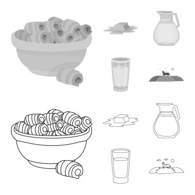 Vektör çizimi krem ve ürün simgesi. Ayarla, krem ve çiftlik web için hisse senedi simgesi.