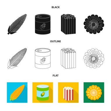 Mısır tarlası ve sebze simge vektör Illustration. Mısır tarlası ve vejetaryen hisse senedi vektör çizim koleksiyonu.