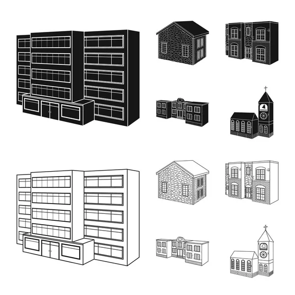 Illustration vectorielle de la façade et du symbole du logement. Collection de façade et infrastructure stock symbole pour le web . — Image vectorielle