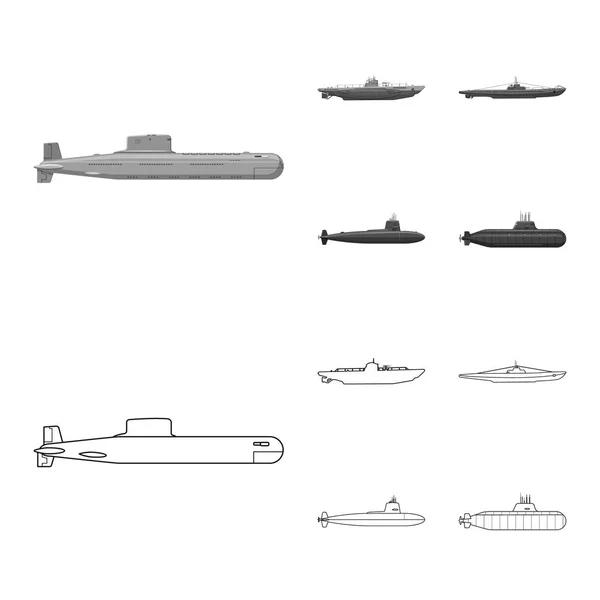 Векторный дизайн военного и корабельного логотипа. Коллекция векторной иллюстрации военного и флота . — стоковый вектор
