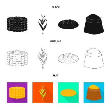 Mısır tarlası ve sebze simge vektör tasarımı. Mısır tarlası ve hisse senedi için vejetaryen vektör ikon koleksiyonu.