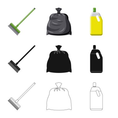 Temizlik ve servis simge yalıtılmış nesne. Temizlik ve ev hisse senedi vektör çizim seti.