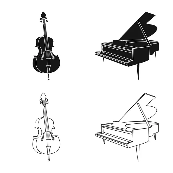 Ilustración vectorial de música e icono de melodía. Conjunto de música y icono de vector de herramienta para stock . — Vector de stock