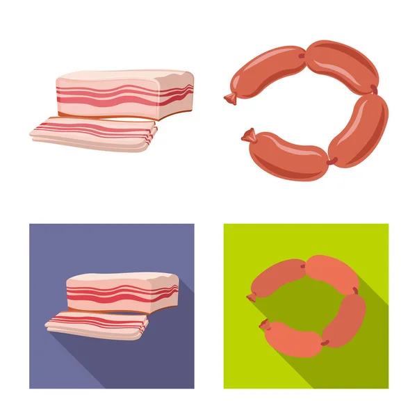 Isolierte Objekt von Fleisch und Schinken Logo. Sammlung von Fleisch und Kochtopf Vektor Illustration. — Stockvektor