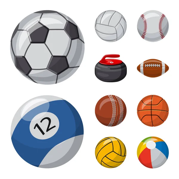 Vektor-Illustration von Sport und Ballsymbol. Sammlung sportlicher und sportlicher Vektor-Symbole für Aktien. — Stockvektor