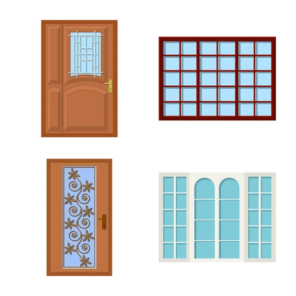 Vektorové ilustrace dveří a symbolu. Dveře a dřevěné vektorové ikony pro stock. — Stockový vektor