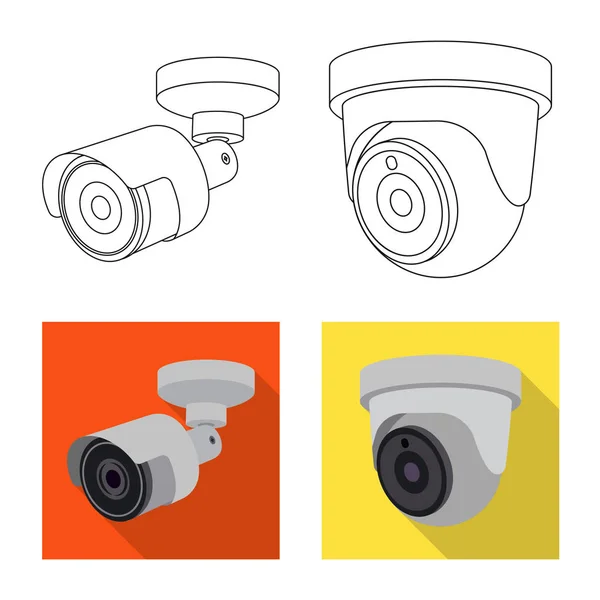 Projeto vetorial de cctv e ícone da câmera. Conjunto de cctv e sistema de ilustração do vetor estoque . —  Vetores de Stock