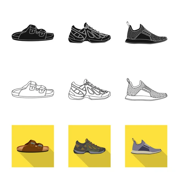 Illustration vectorielle de l'icône chaussure et chaussures. Ensemble d'illustration vectorielle de chaussure et de pied . — Image vectorielle