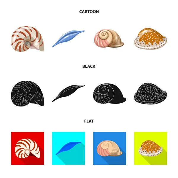 Isolerade objekt av kännetecken som är djur- och dekoration. Samling av djur- och ocean vektor ikonen för lager. — Stock vektor