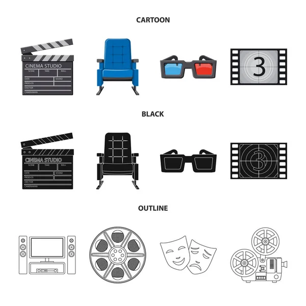 Geïsoleerde object van televisie en filmen symbool. Collectie van televisie en voorraad vectorillustratie weergeven. — Stockvector